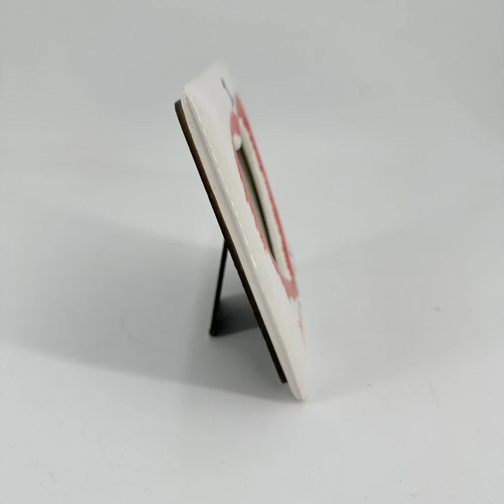 I Love Mommy Ceramic Heart Picture Frame White Red 3x3 Photo Made in Taiwan